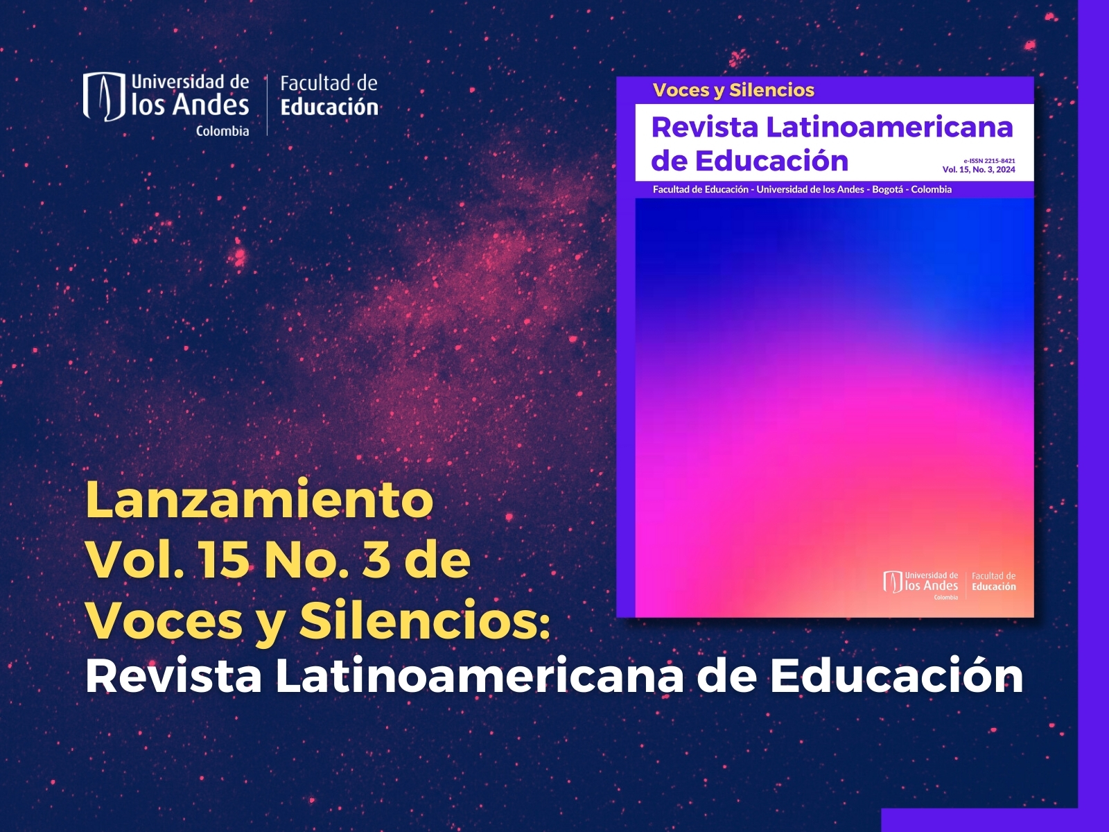 Lanzamiento del Vol. 15 No. 3 de Voces y Silencios: Revista Latinoamericana de Educación